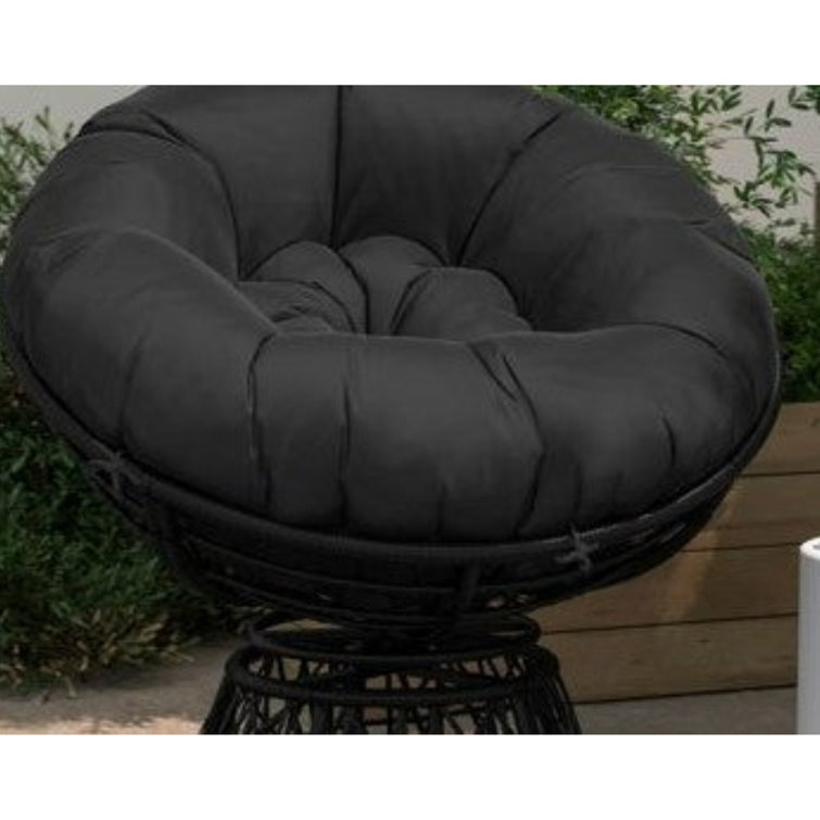 Bungalow Rose Swivel Patio Papasan Chair with Black Cushion Wayfair